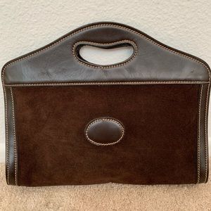 Gucci Vintage Suede Clutch Punch Top Handle Bag